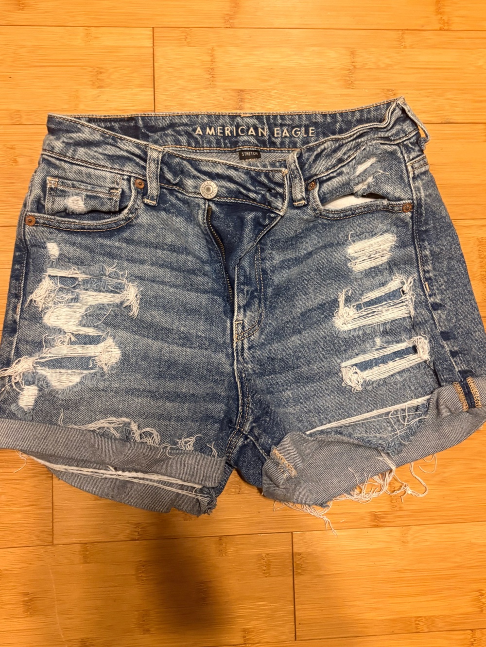 American Eagle Outfitters Ripped Blue Denim Shorts
